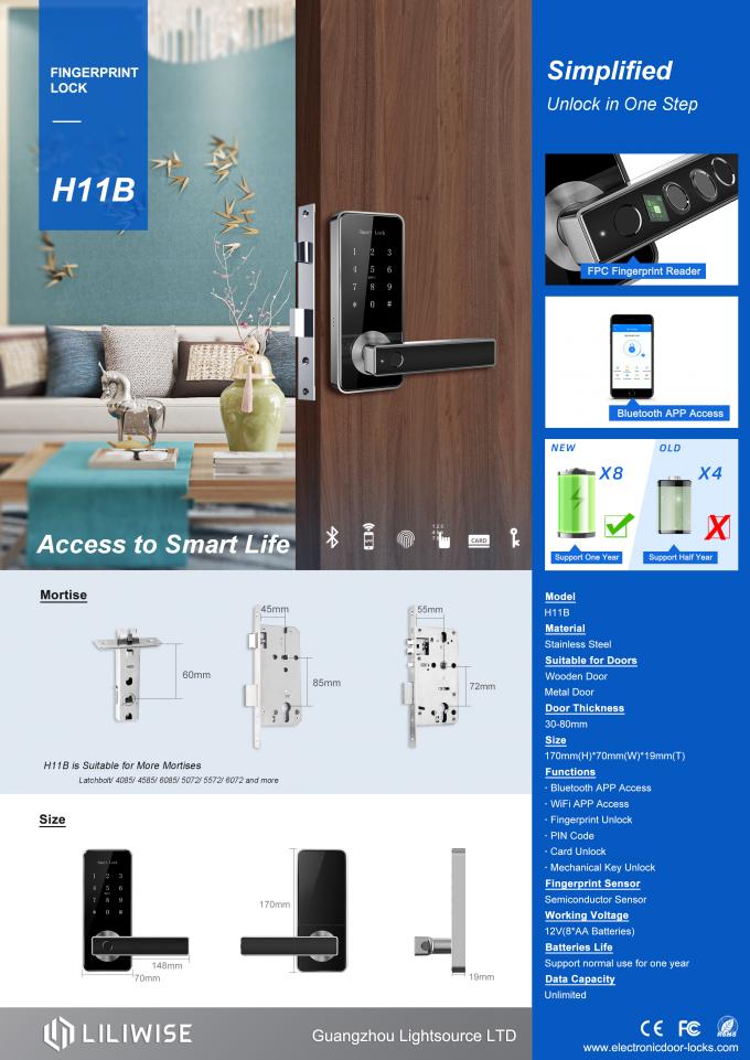 OEM Smart Code Door Lock Untuk Rumah / Outdoor Fingerprint Digital Latch Lock 3